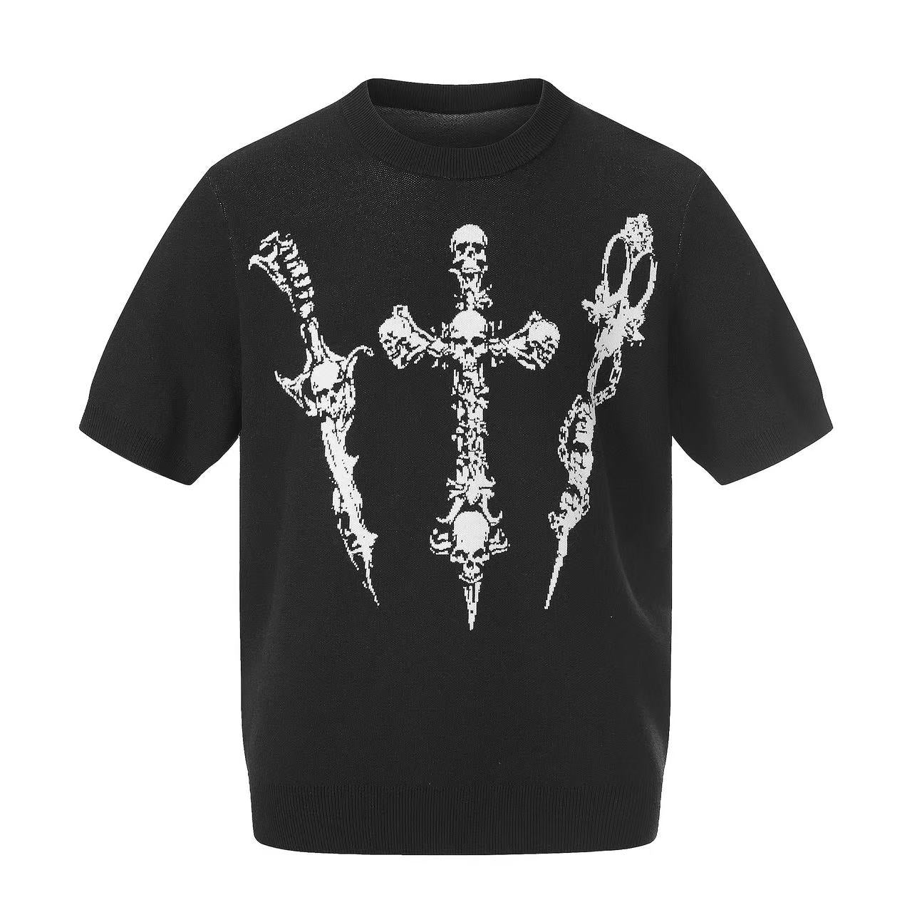 Vintage Skull Cross Knit T-Shirt
