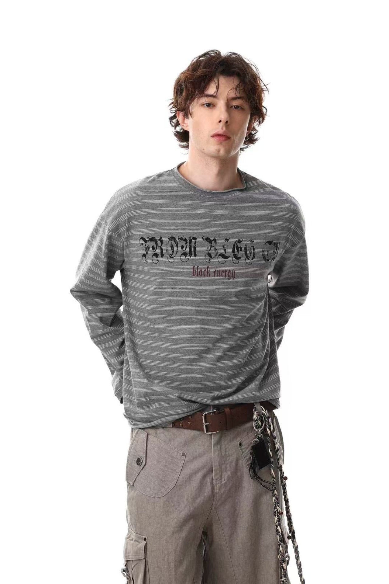 Streetwear Striped Print Long Sleeve