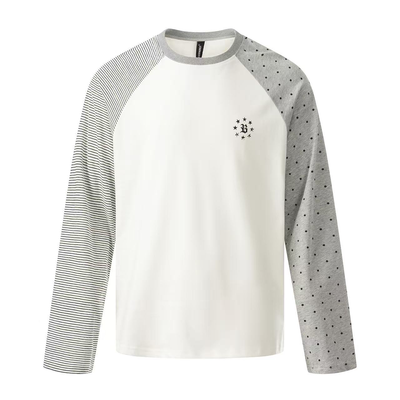 Polka Dot Stripe Colorblock Raglan Long Sleeve
