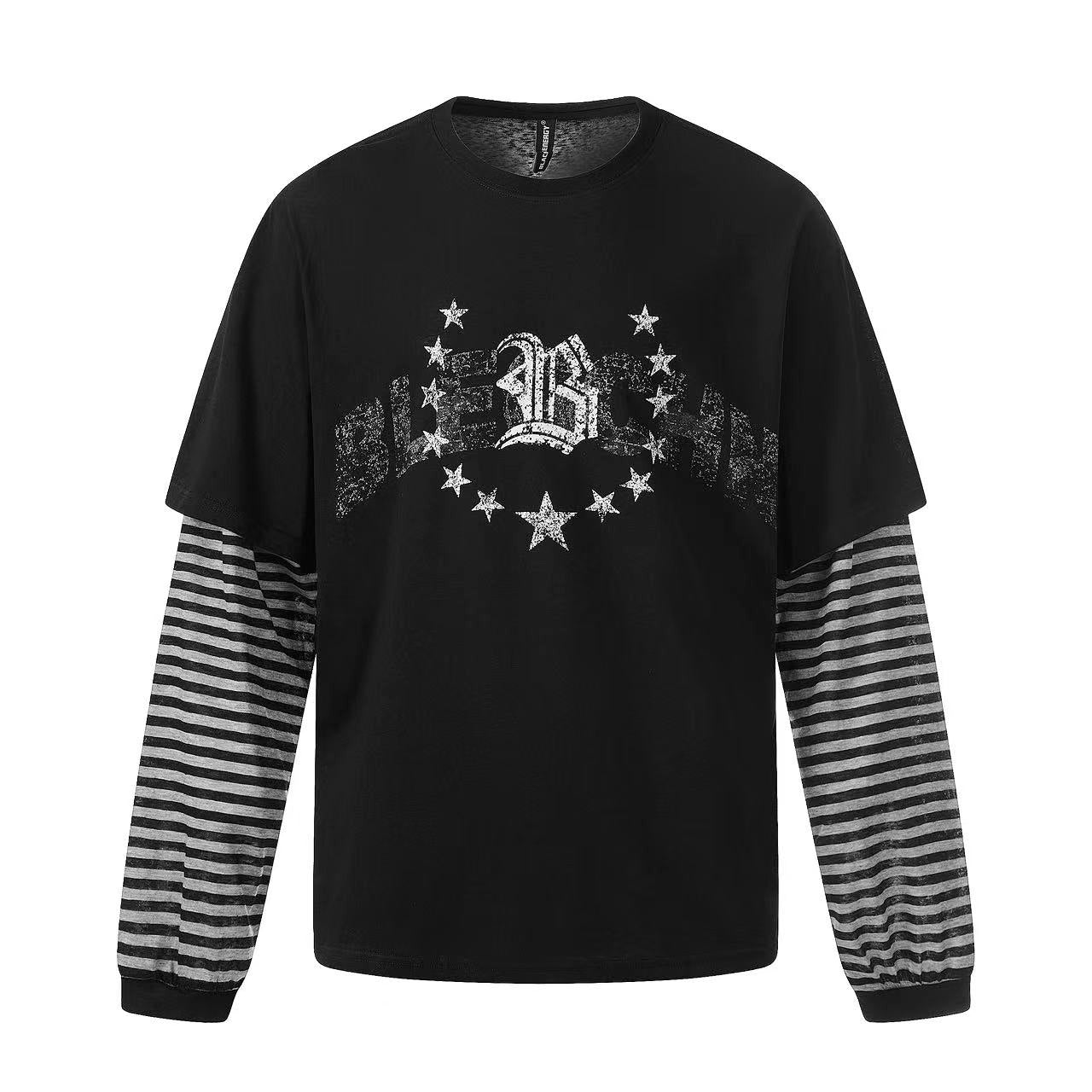 Distressed Star Gothic Fake Two-Piece Long Sleeve