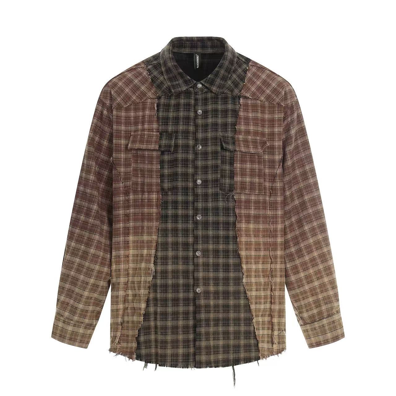 Distressed Patchwork Long Sleeve Shirt