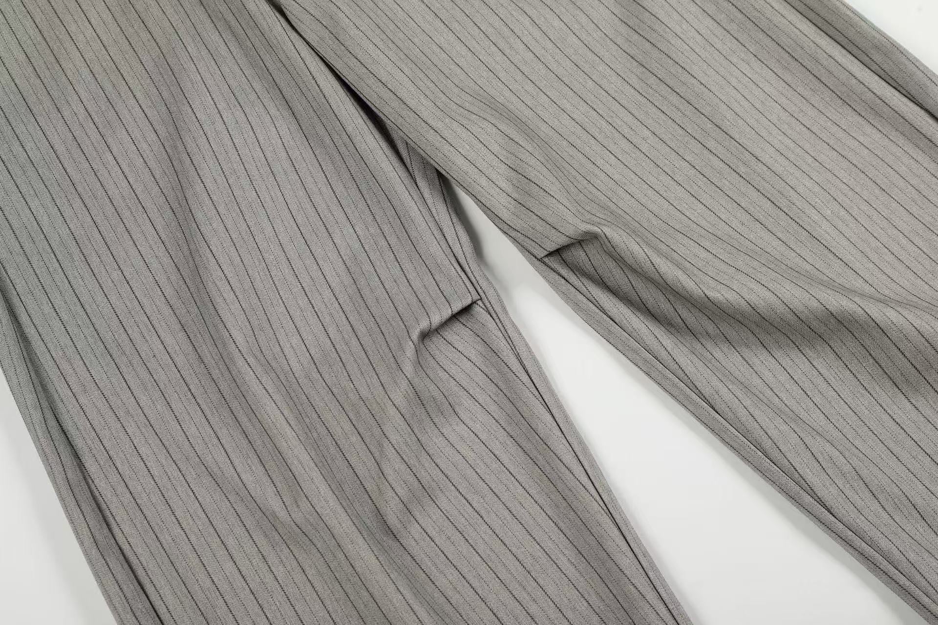 Striped Baggy Wide-Leg Suit Pants