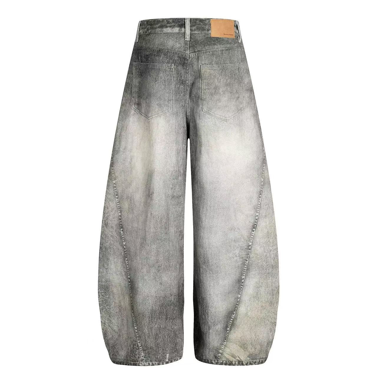 Vintage Washed Curved Seam Baggy Jeans