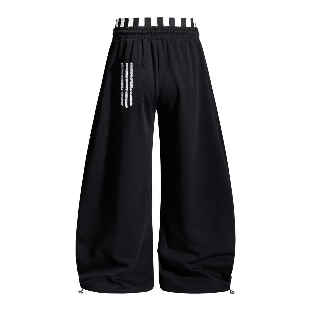 Hip-Hop Style Washed Letter Print Wide Leg Sweatpants