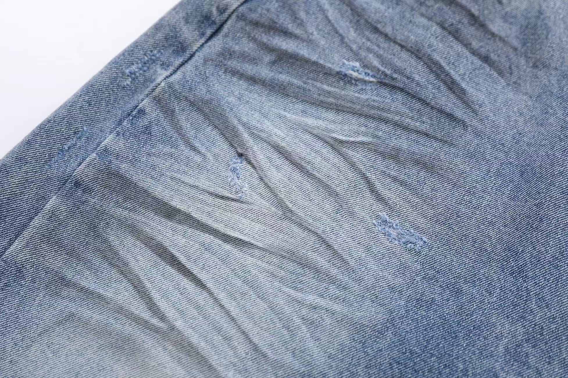 Distressed Washed Wide-Leg Denim Jorts