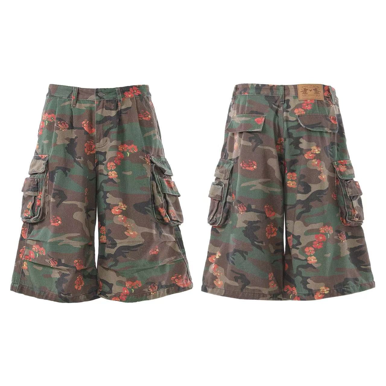 Camo Floral Baggy Wide-Leg Jorts