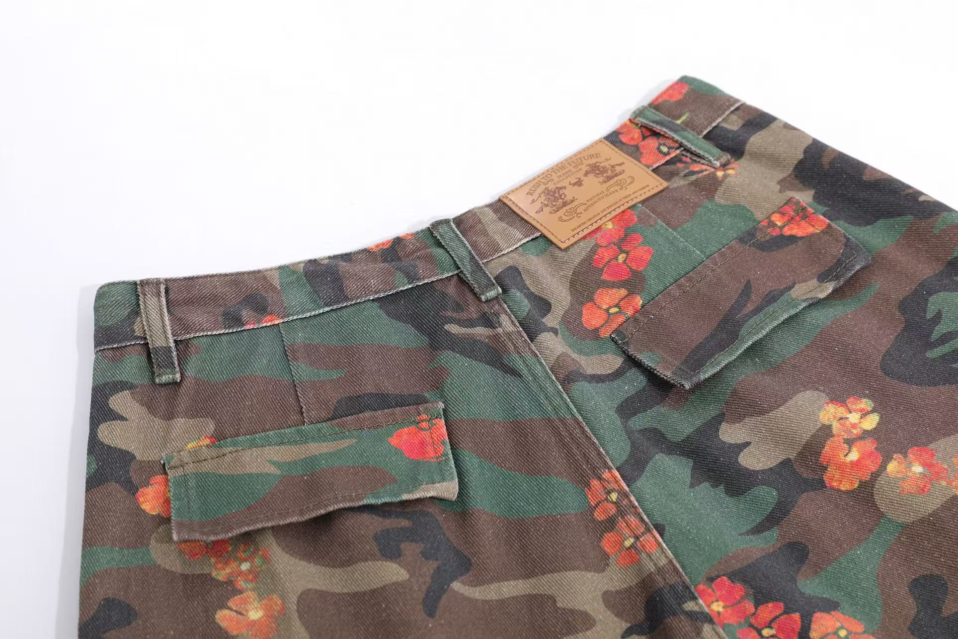 Camo Floral Baggy Wide-Leg Jorts