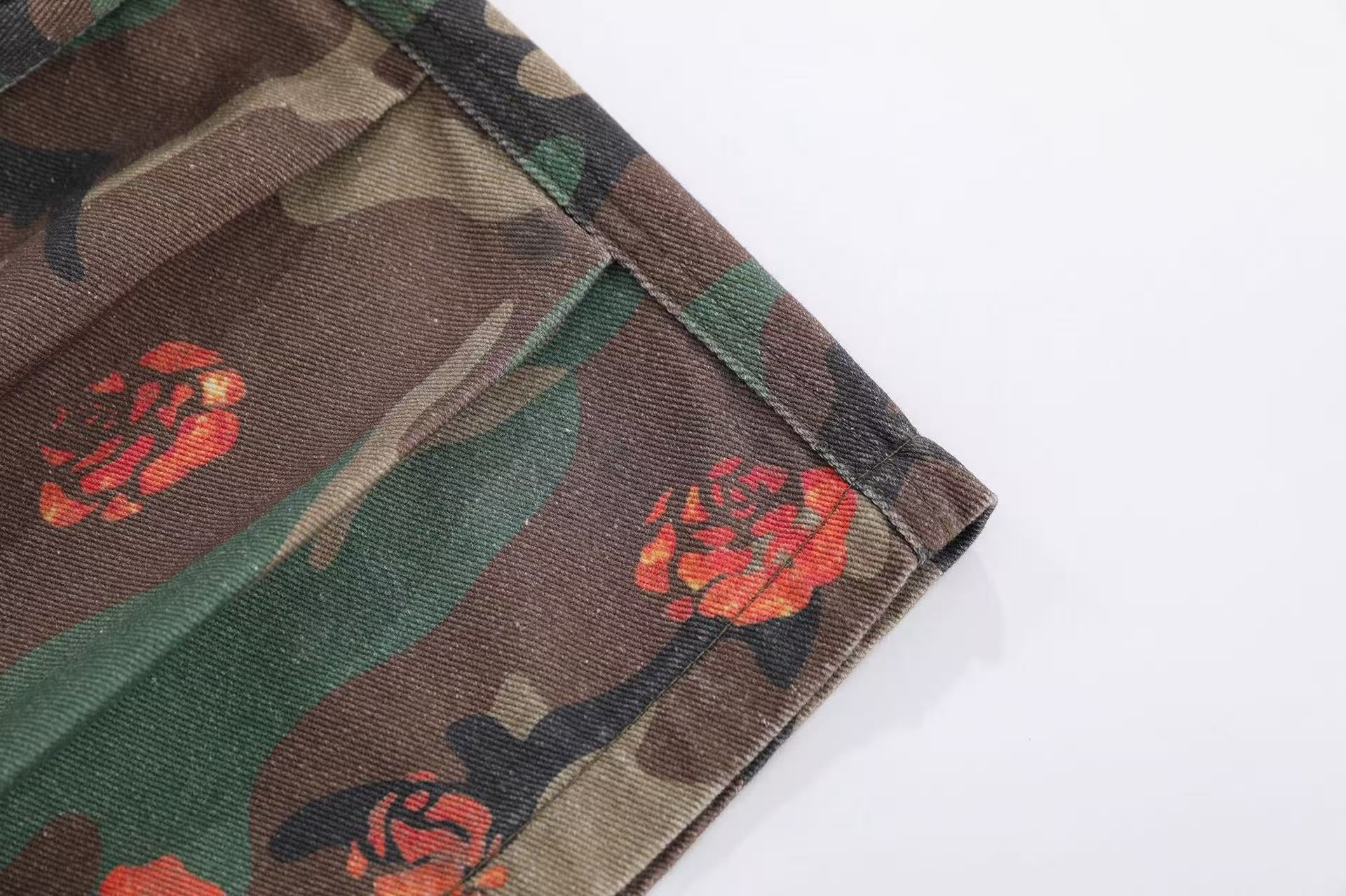 Camo Floral Baggy Wide-Leg Jorts