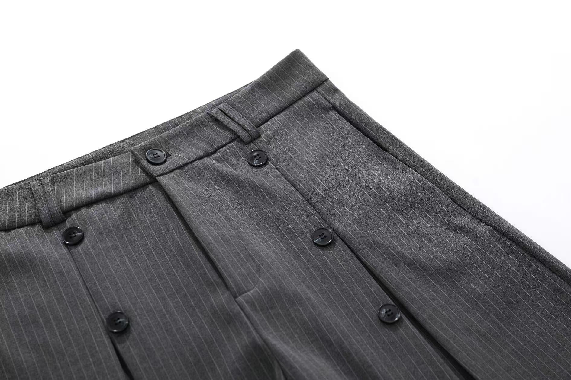 Pinstripe Double Breasted Wide-Leg Jorts