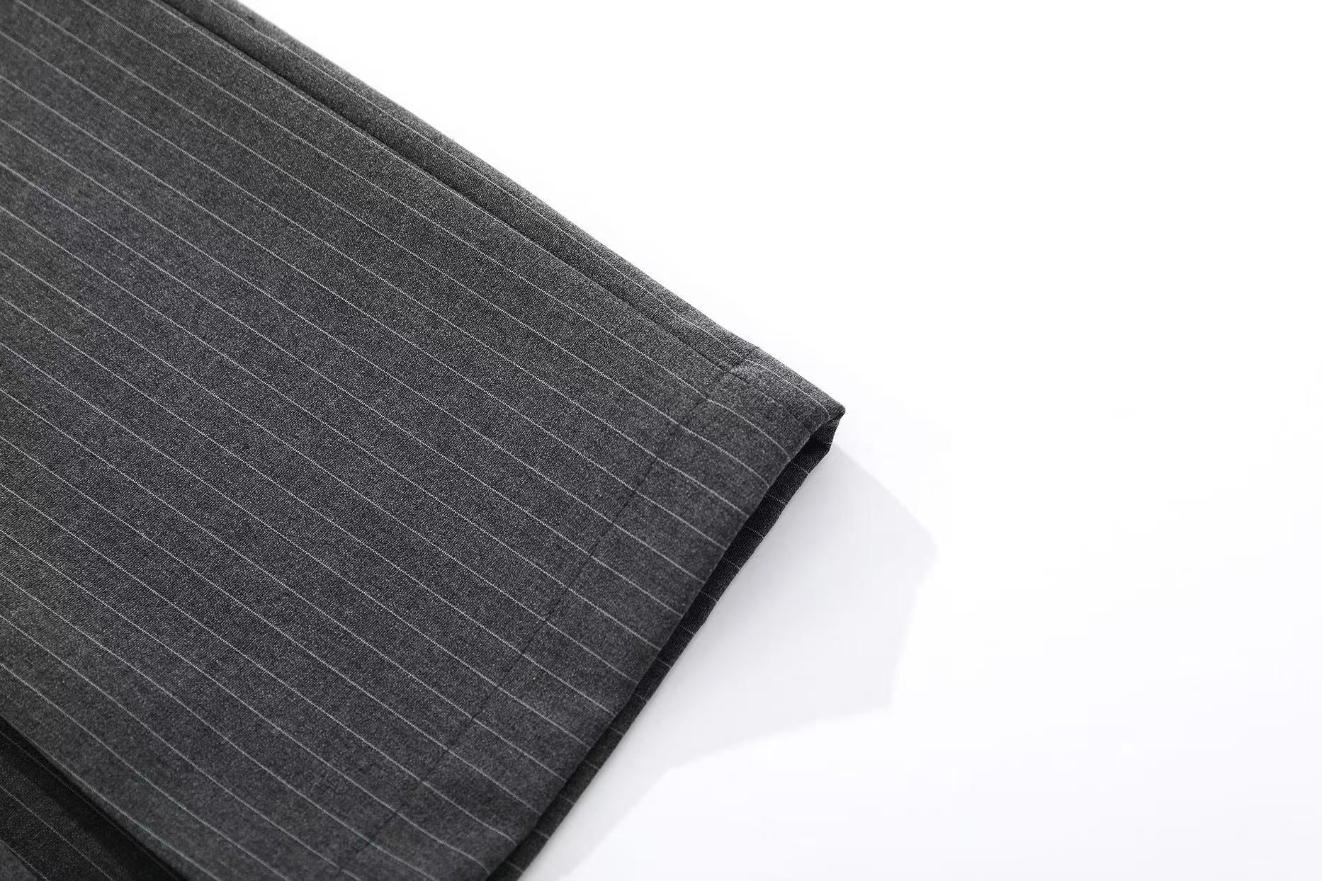 Pinstripe Double Breasted Wide-Leg Jorts