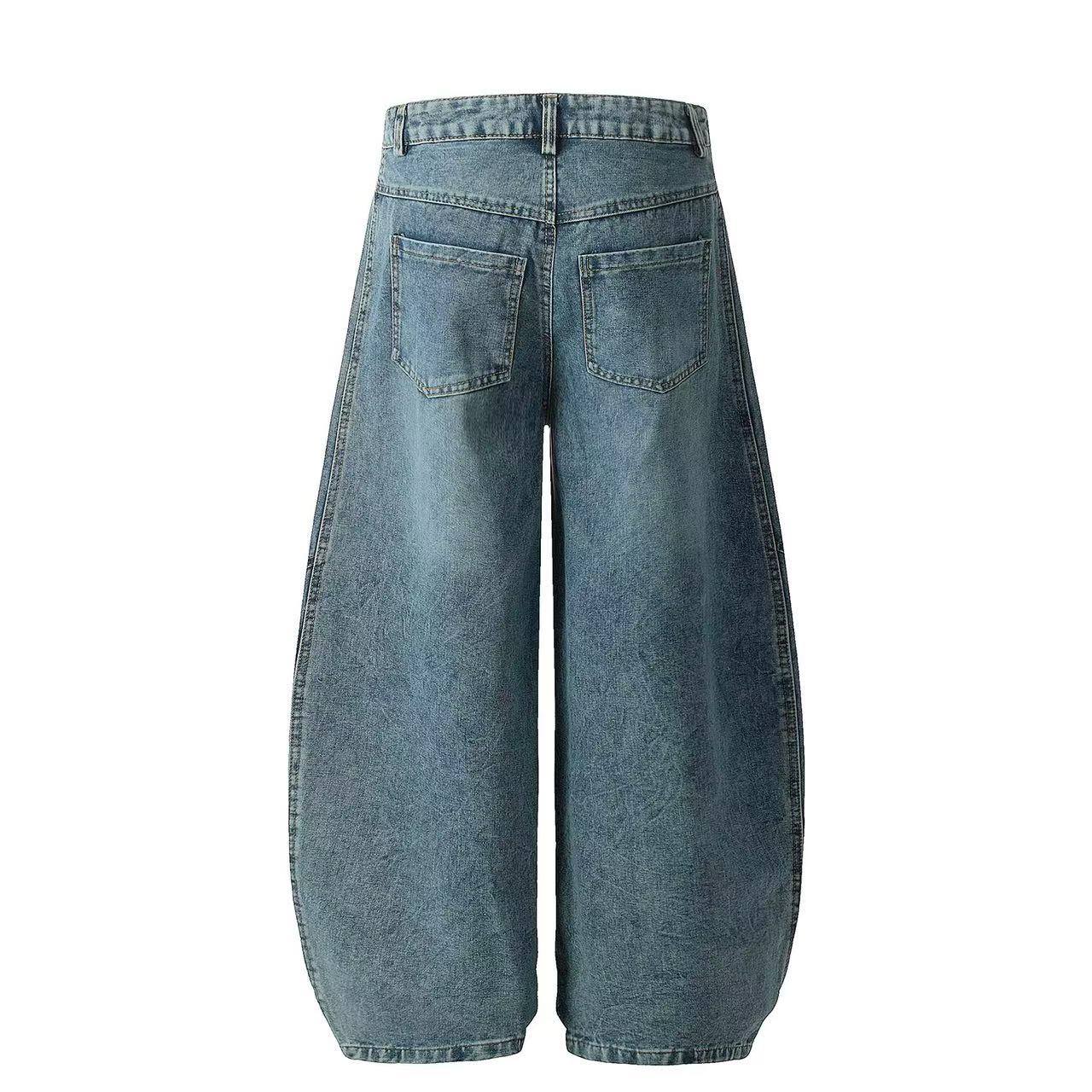 Contrast Striped Stitching Baggy Jeans