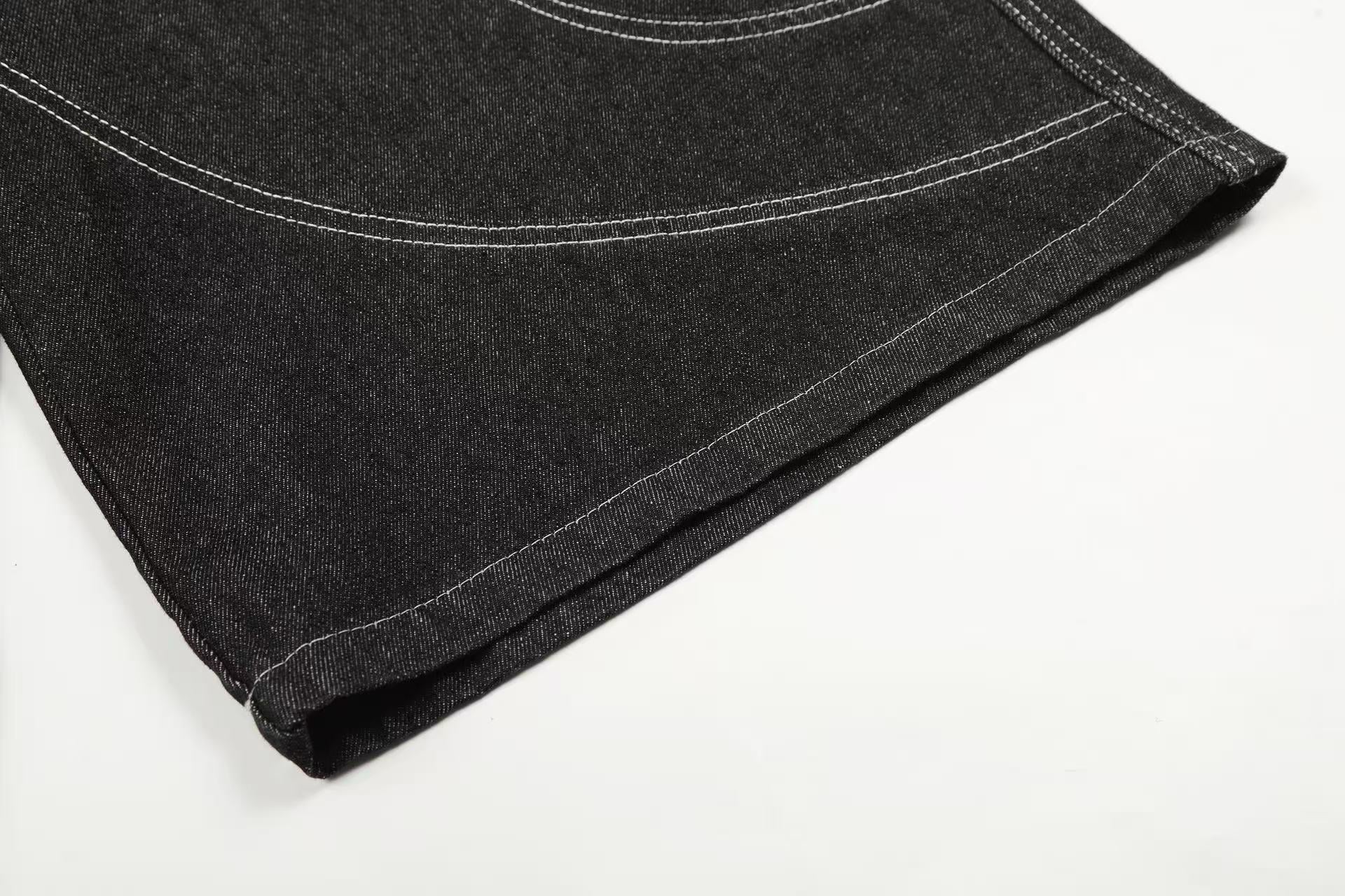 Vintage Washed Flame Print Wide-Leg Jorts