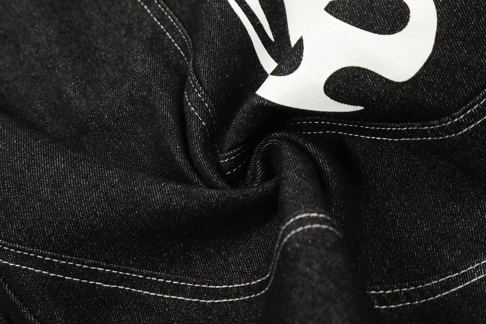 Vintage Washed Flame Print Wide-Leg Jorts