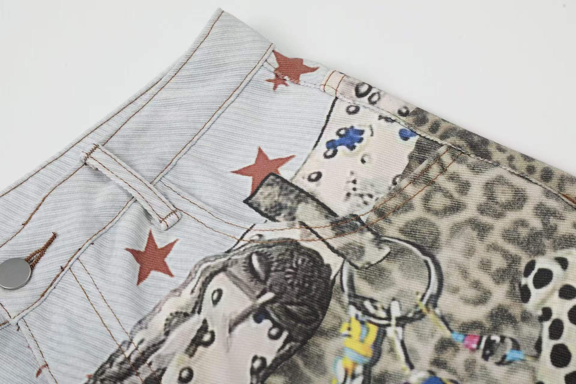 Leopard Print Baggy Wide-Leg Jorts