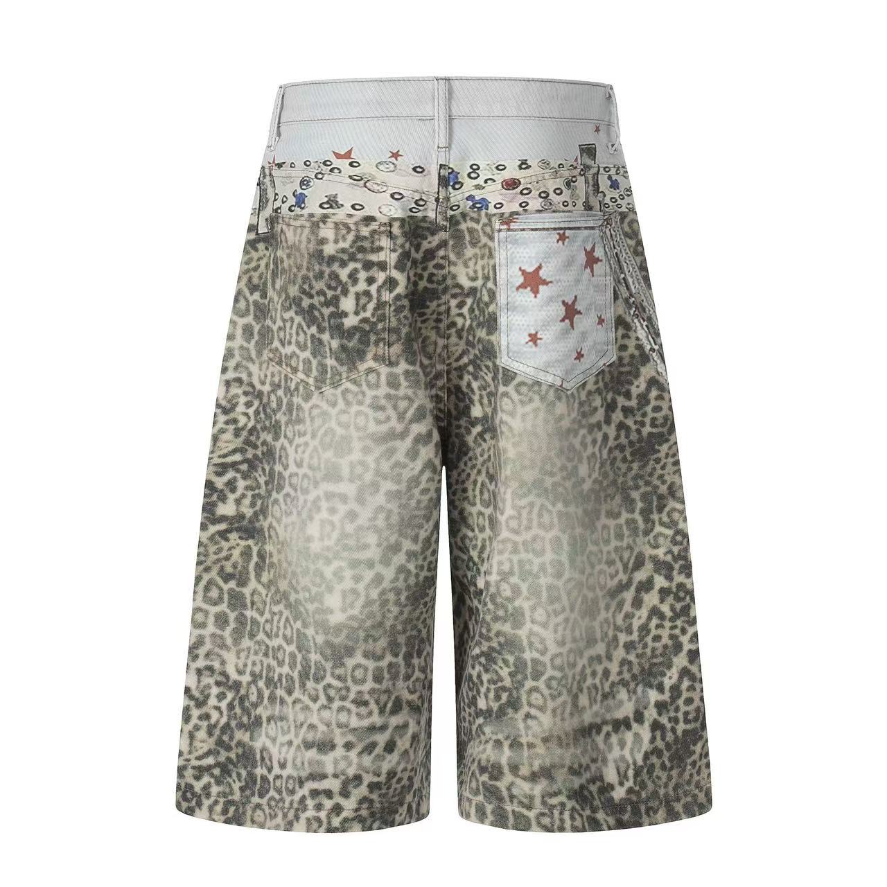 Leopard Print Baggy Wide-Leg Jorts