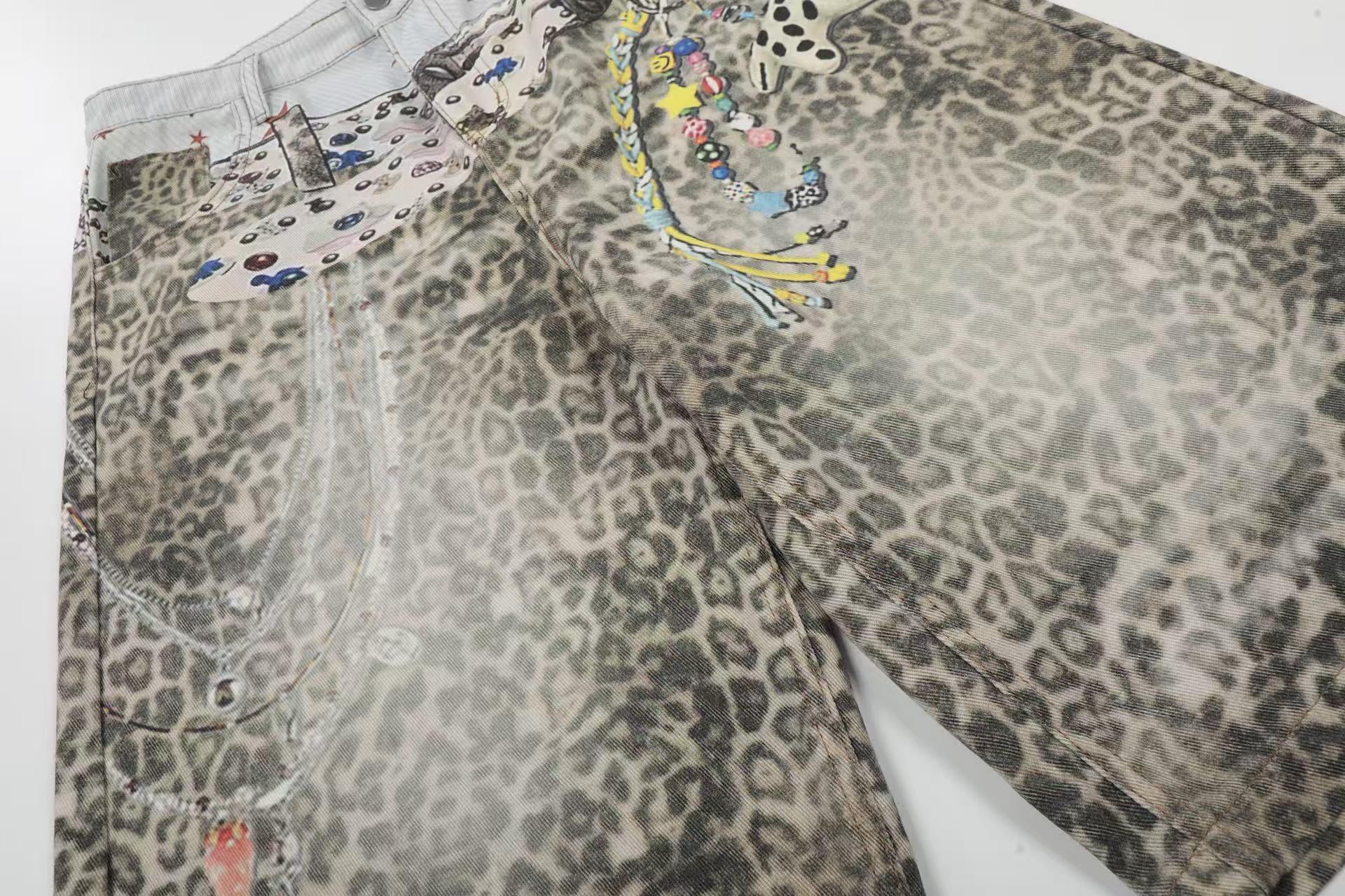 Leopard Print Baggy Wide-Leg Jorts