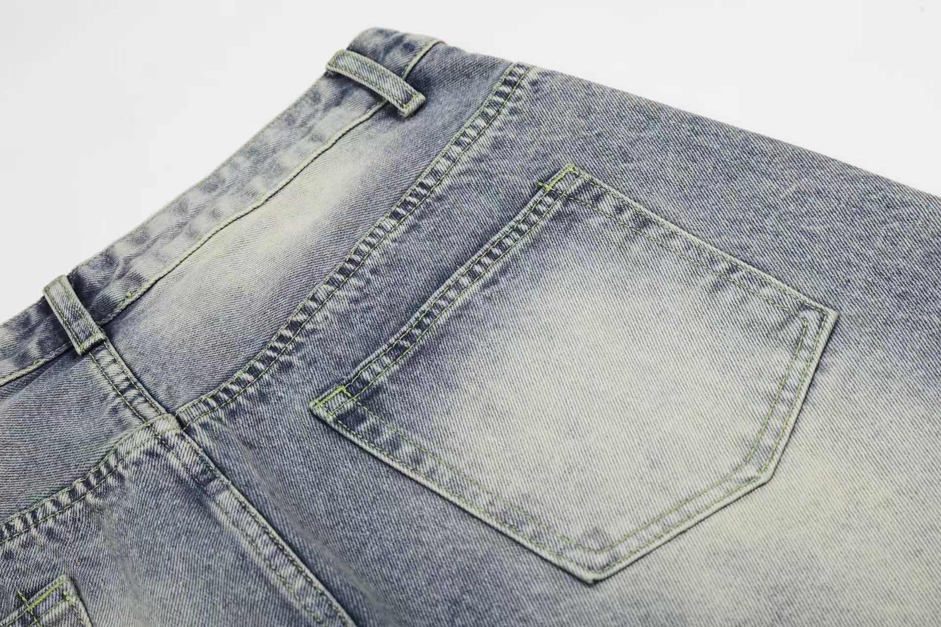 Rhinestone Splatter Washed Baggy Wide-Leg Jorts