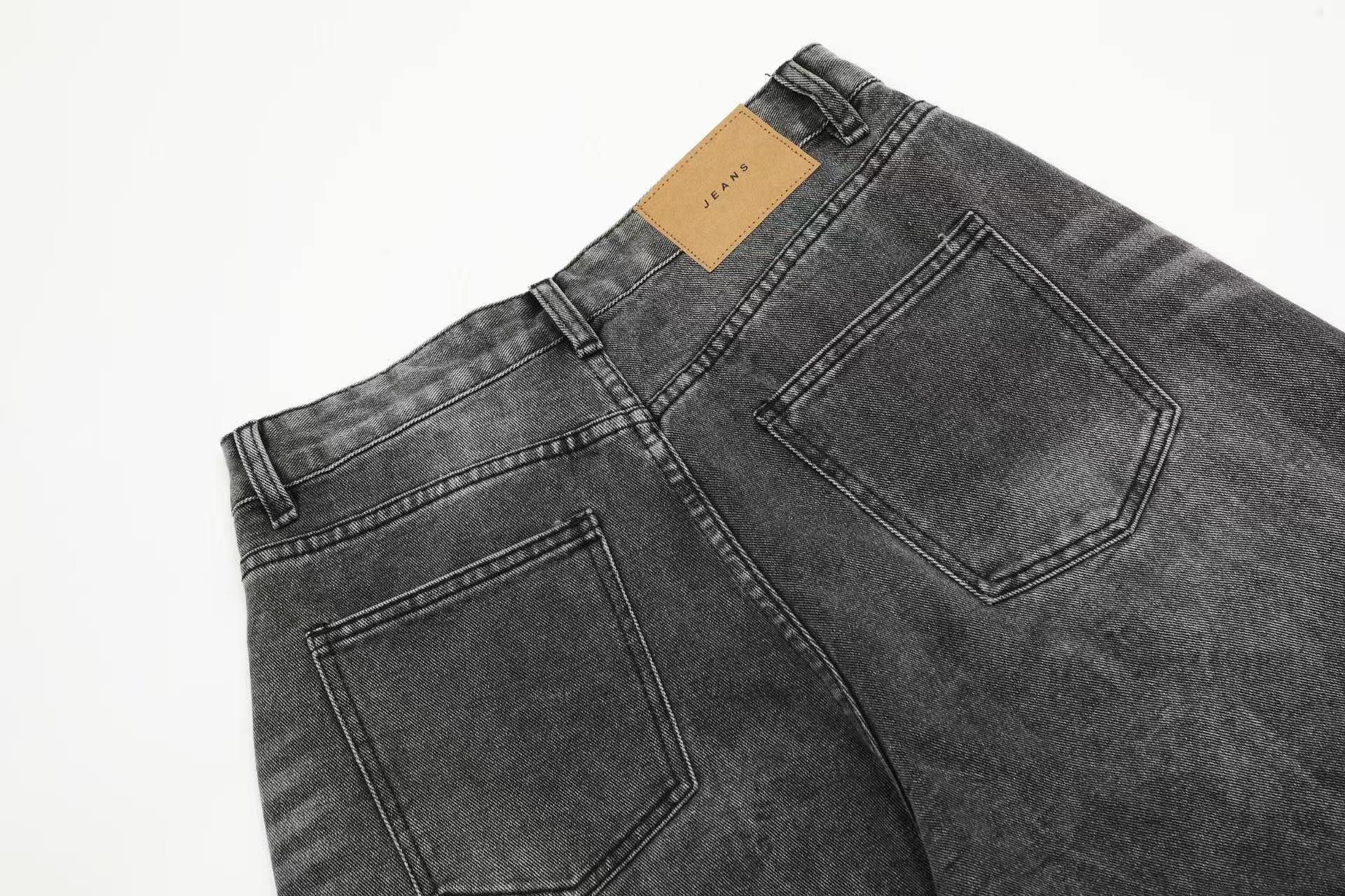 Distressed Washed Wide-Leg Jorts