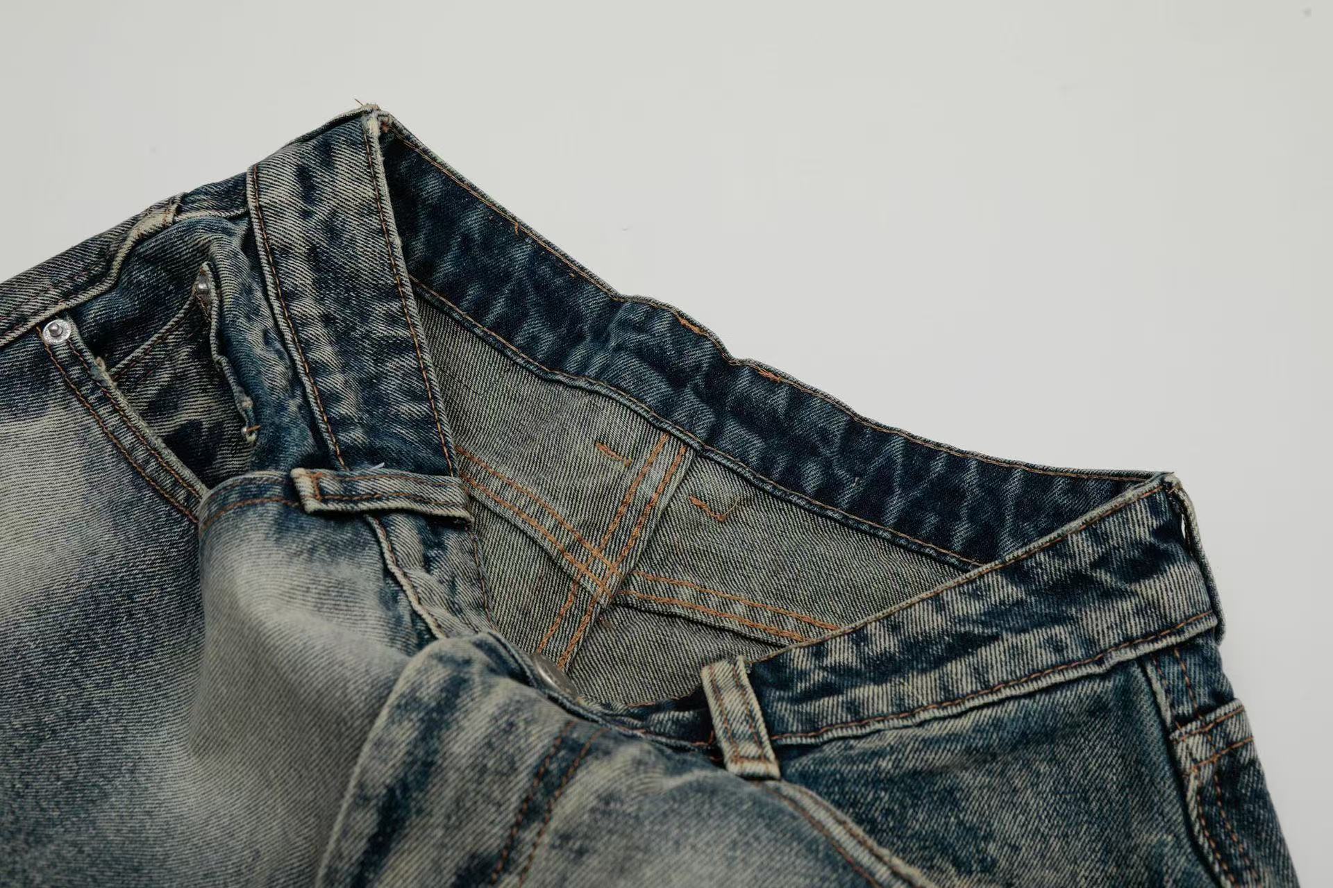 Abstract Bleach Washed Wide-Leg Jorts