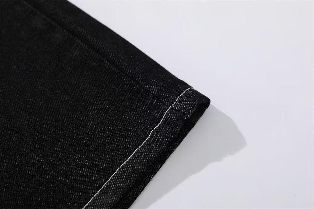 Contrast Stitch Wide-Leg Jorts