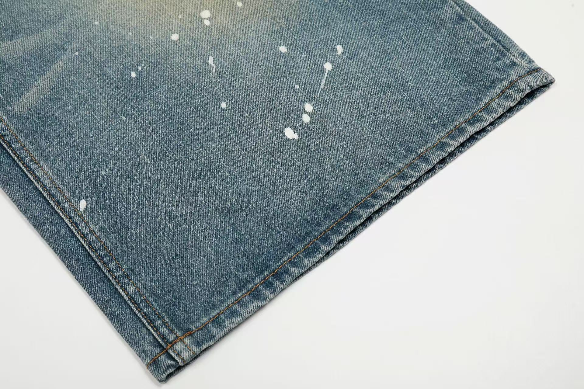 Paint Splatter Distressed Baggy Wide-Leg Jorts