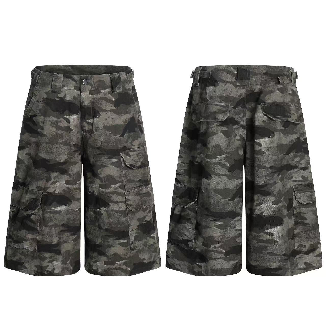 Camo Wide-Leg Knee-Length Jorts