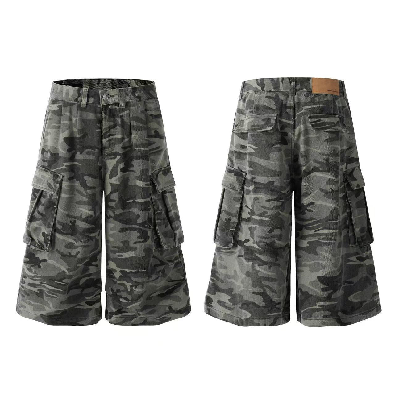 Camo Wide-Leg Knee-Length Jorts