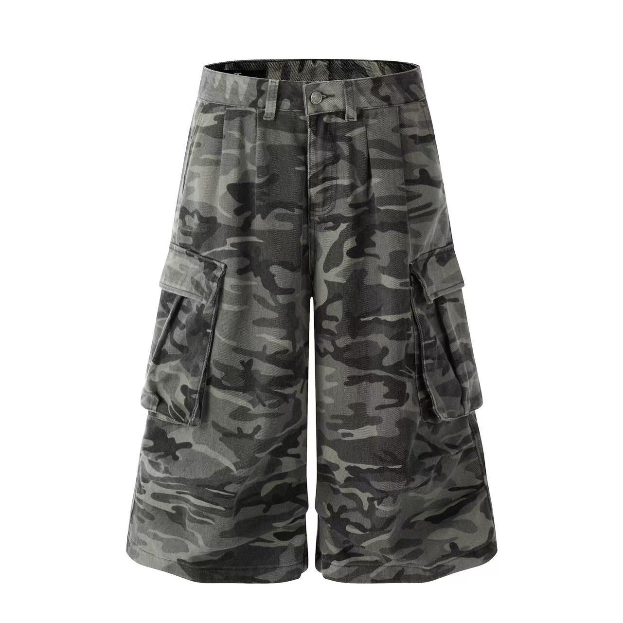 Camo Wide-Leg Knee-Length Jorts