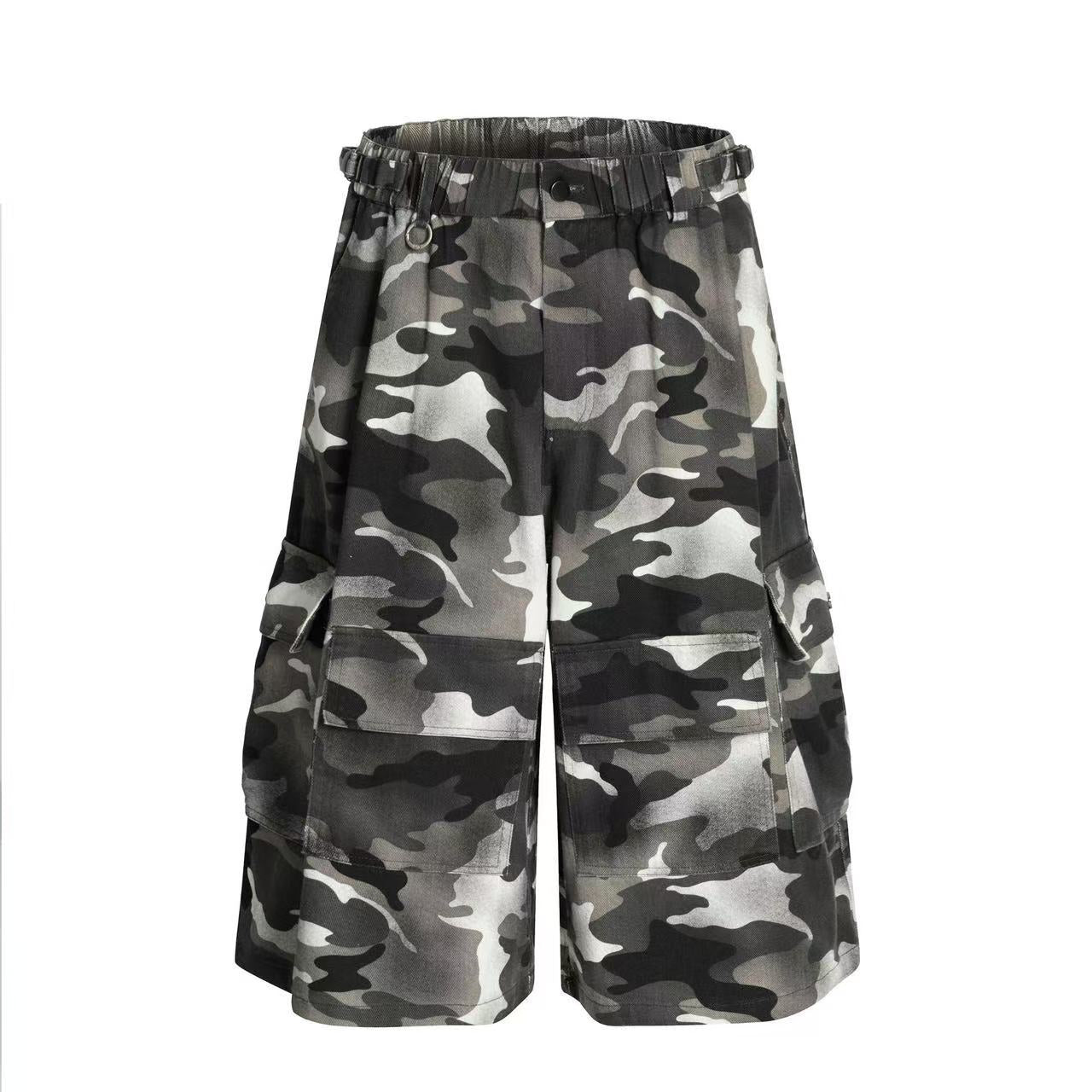Camo Wide-Leg Knee-Length Jorts