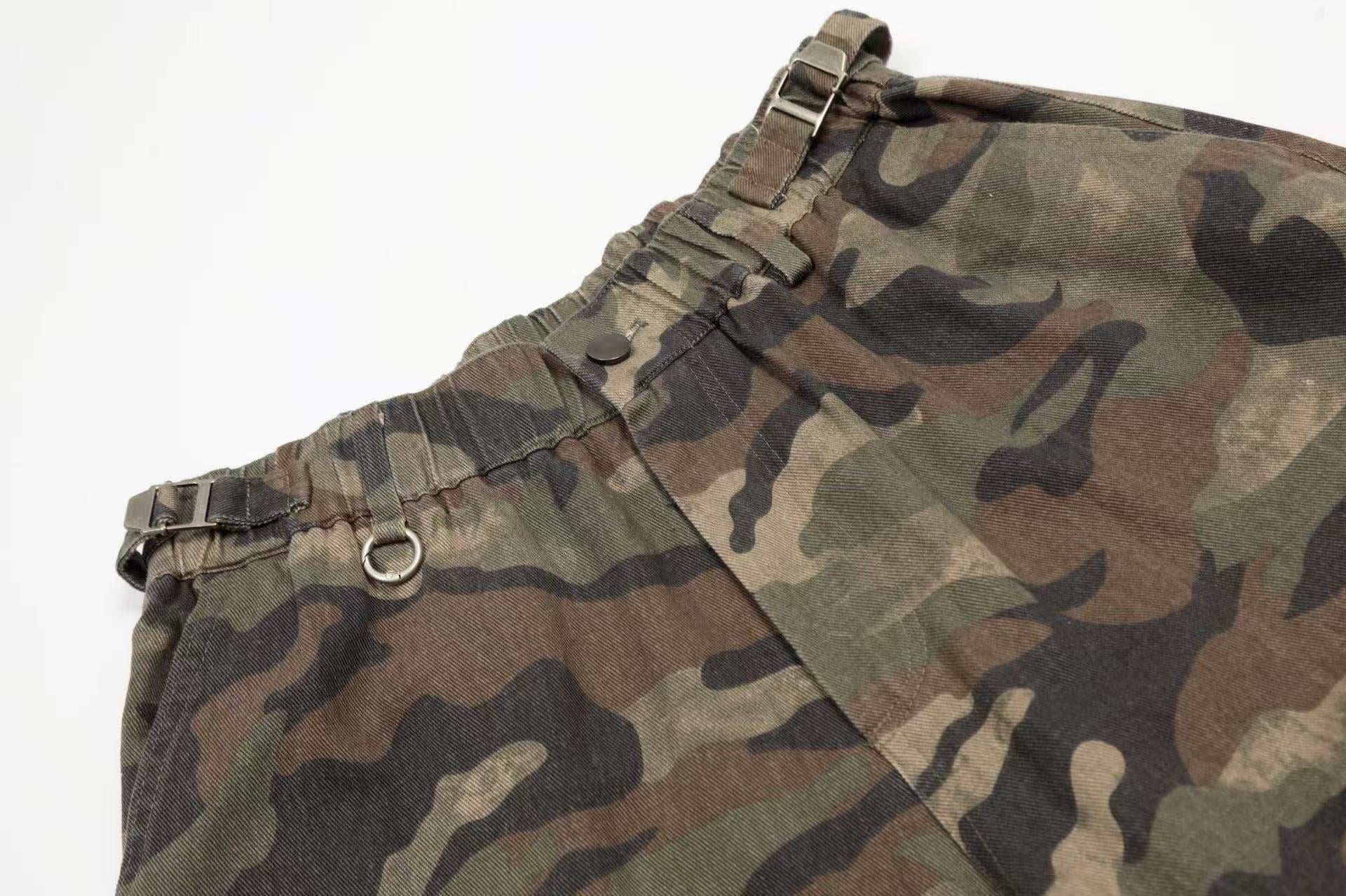 Camo Wide-Leg Knee-Length Jorts