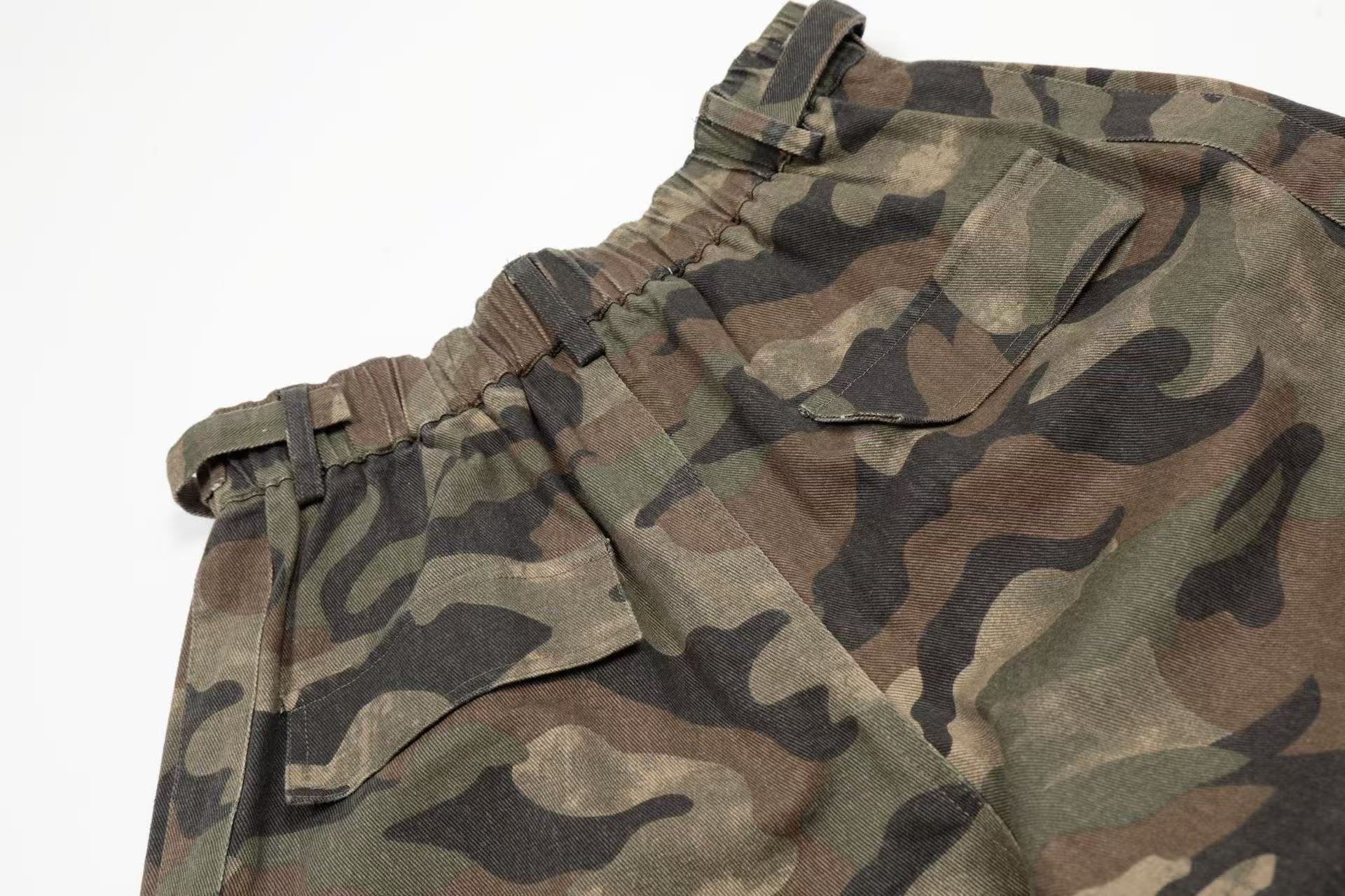 Camo Wide-Leg Knee-Length Jorts