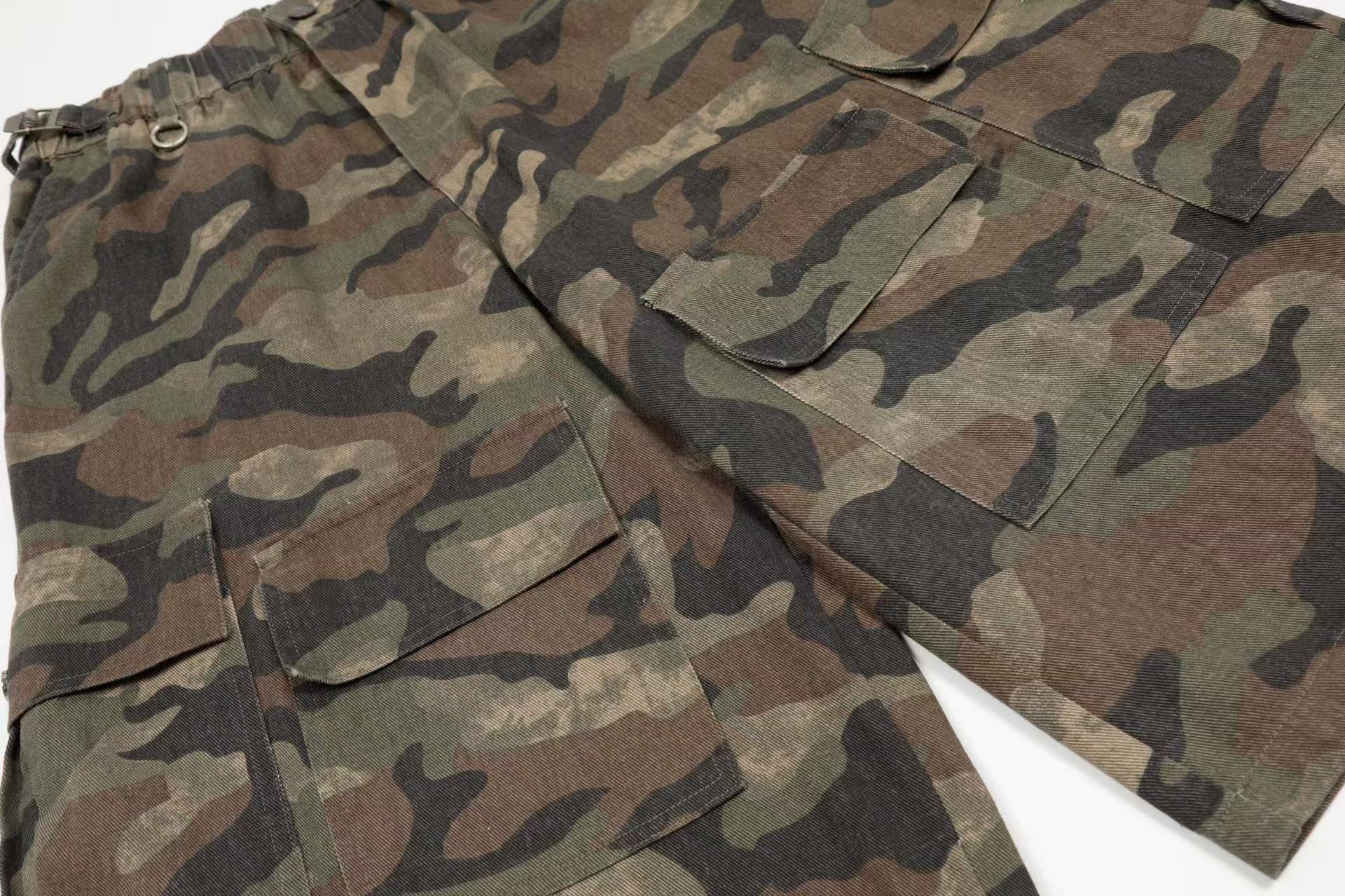 Camo Wide-Leg Knee-Length Jorts