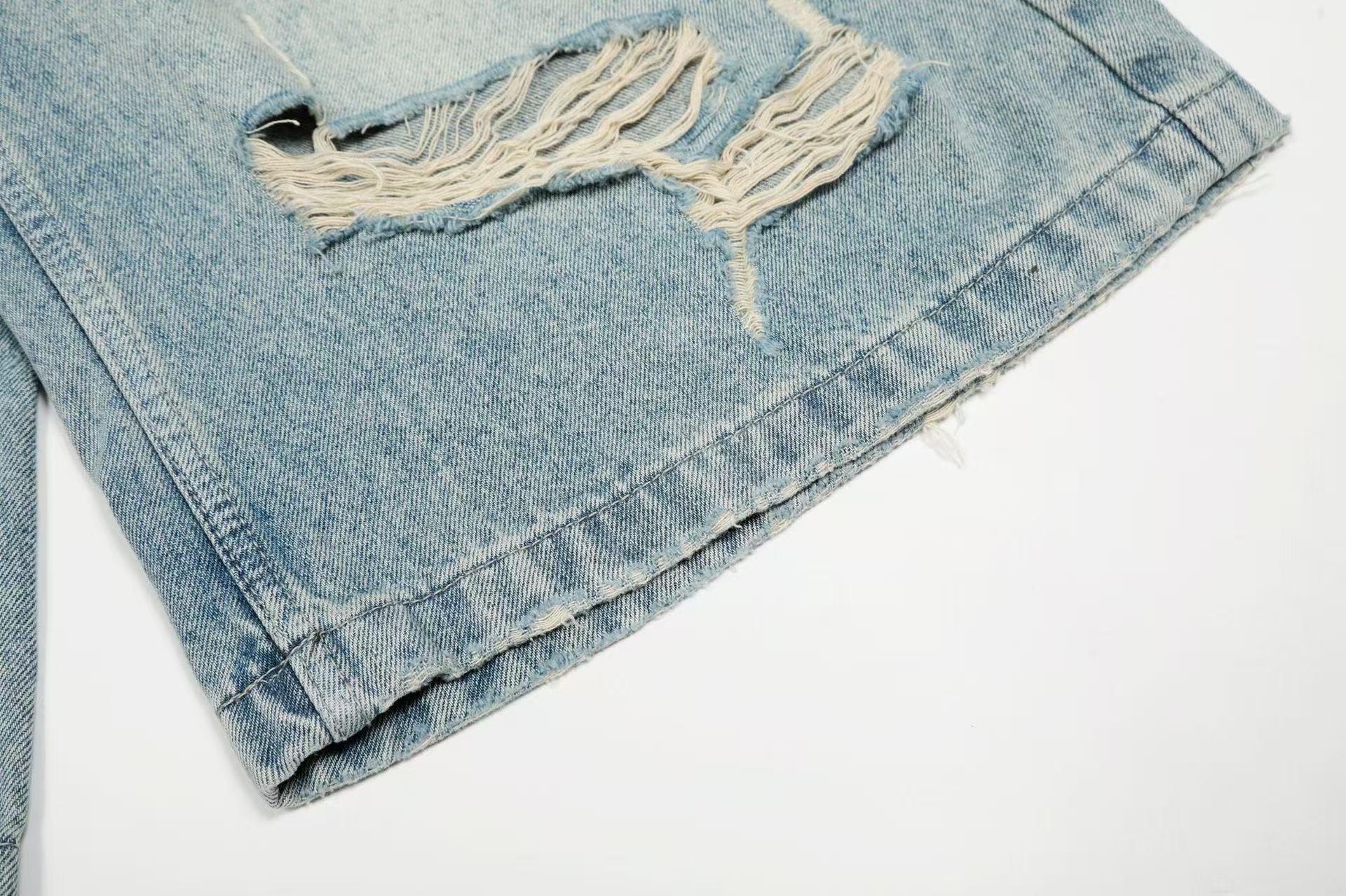 Distressed Vintage Washed Wide-Leg Jorts