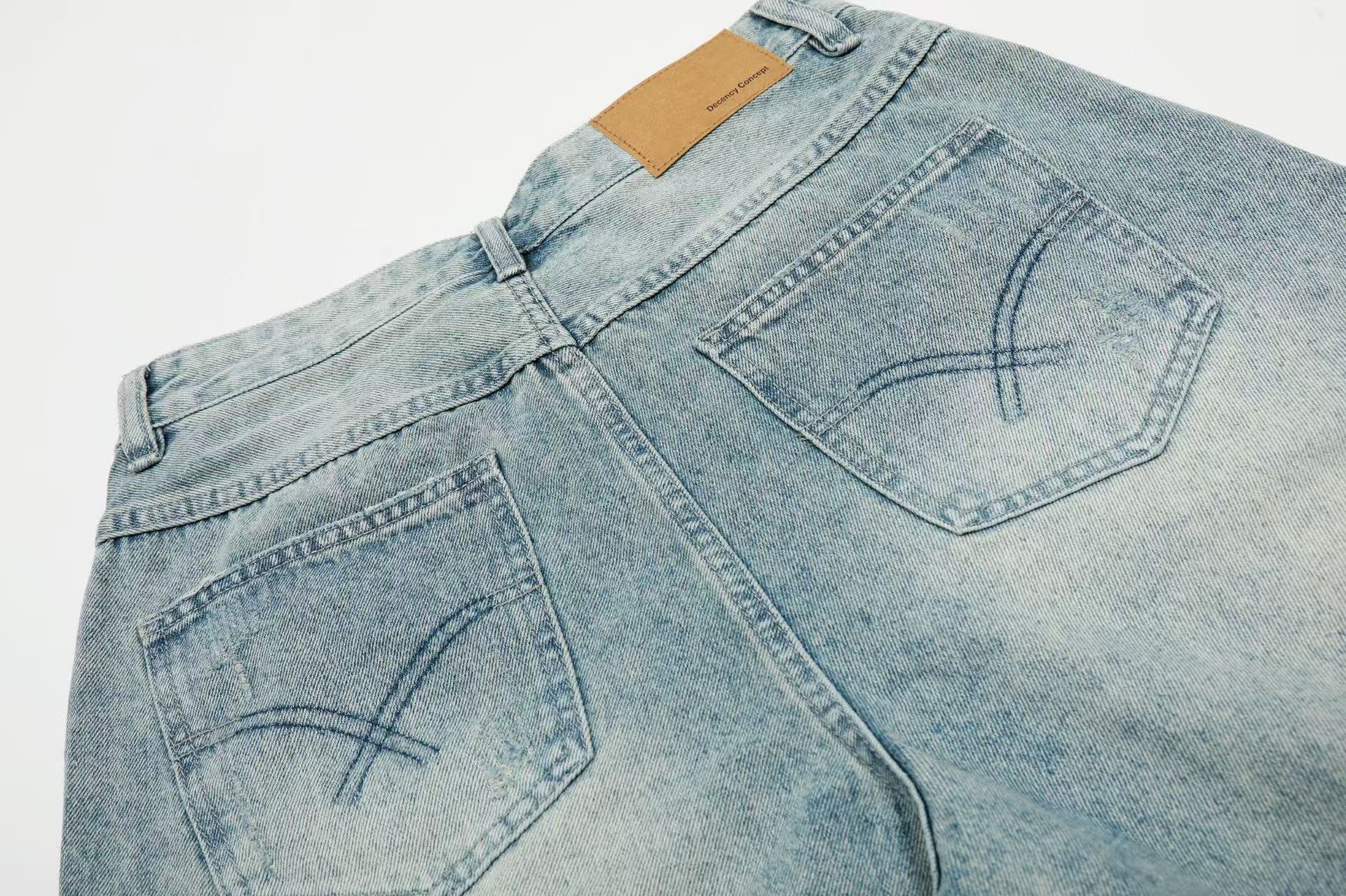 Distressed Vintage Washed Wide-Leg Jorts