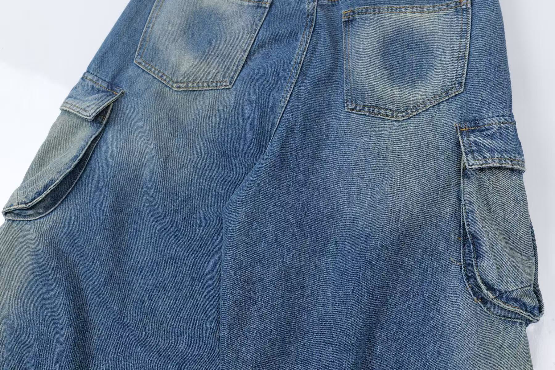 Vintage Washed Cargo Wide-Leg Jorts