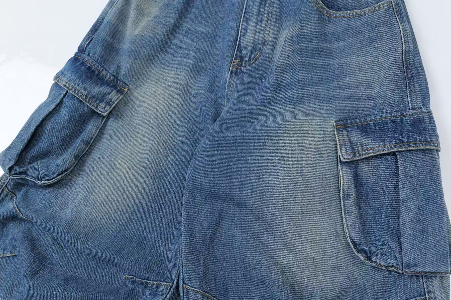 Vintage Washed Cargo Wide-Leg Jorts