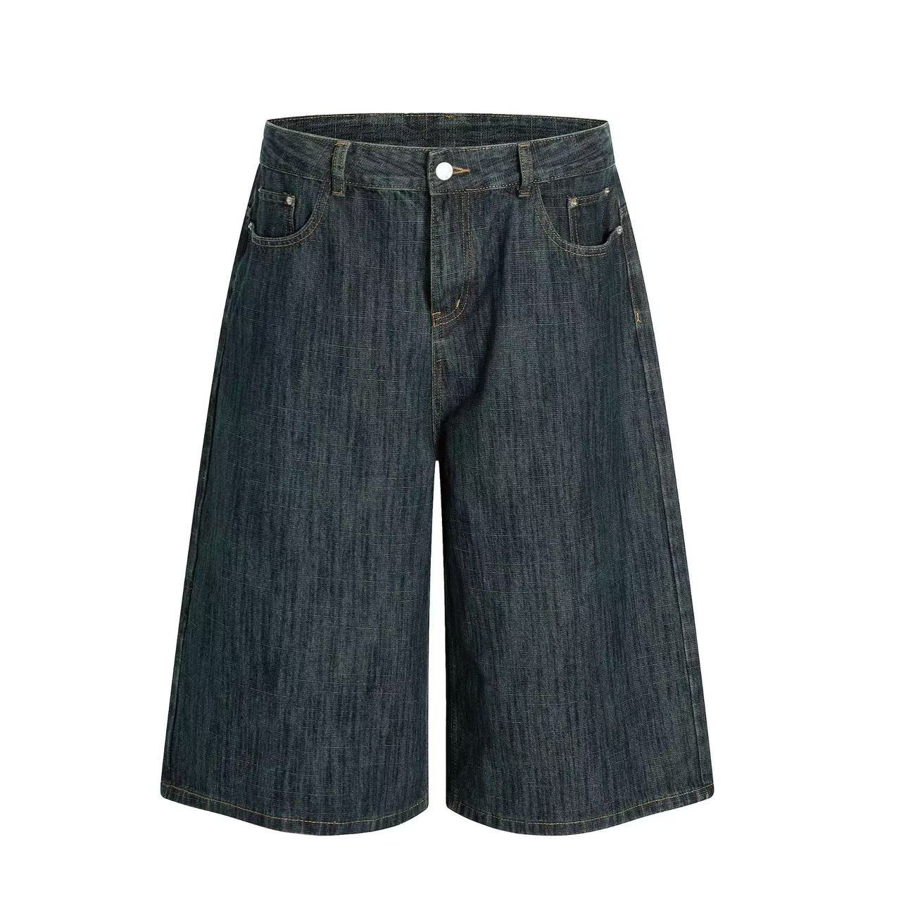 Vintage Washed Wide-Leg Denim Jorts