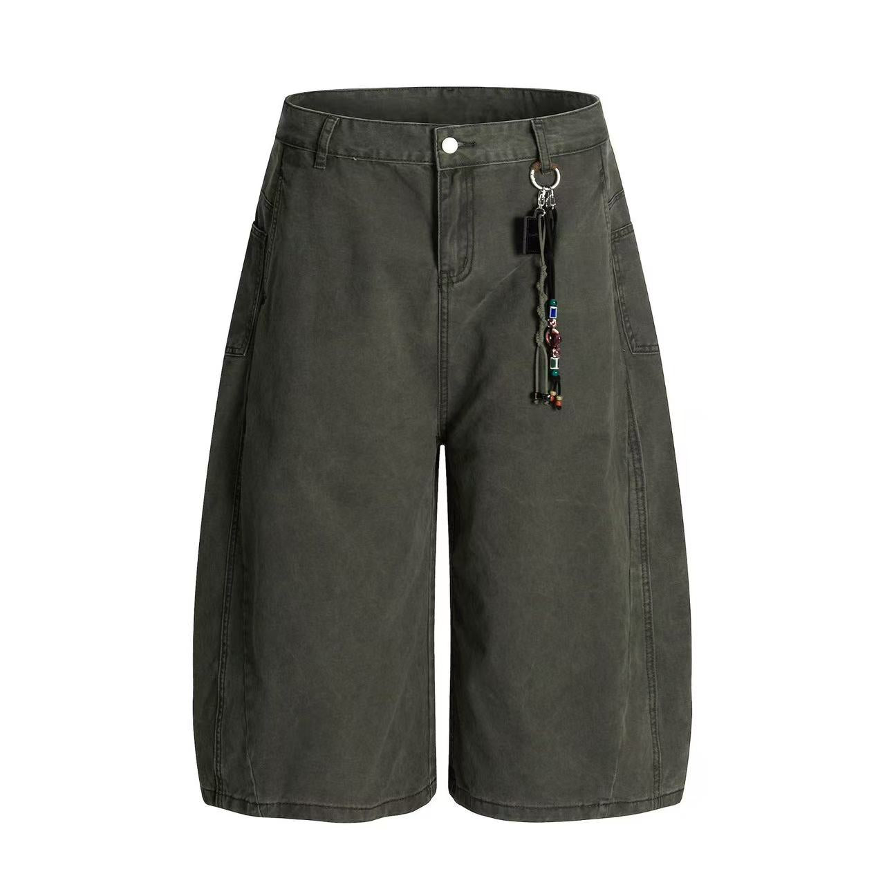 Beaded Charm Cargo Baggy Wide-Leg Jorts