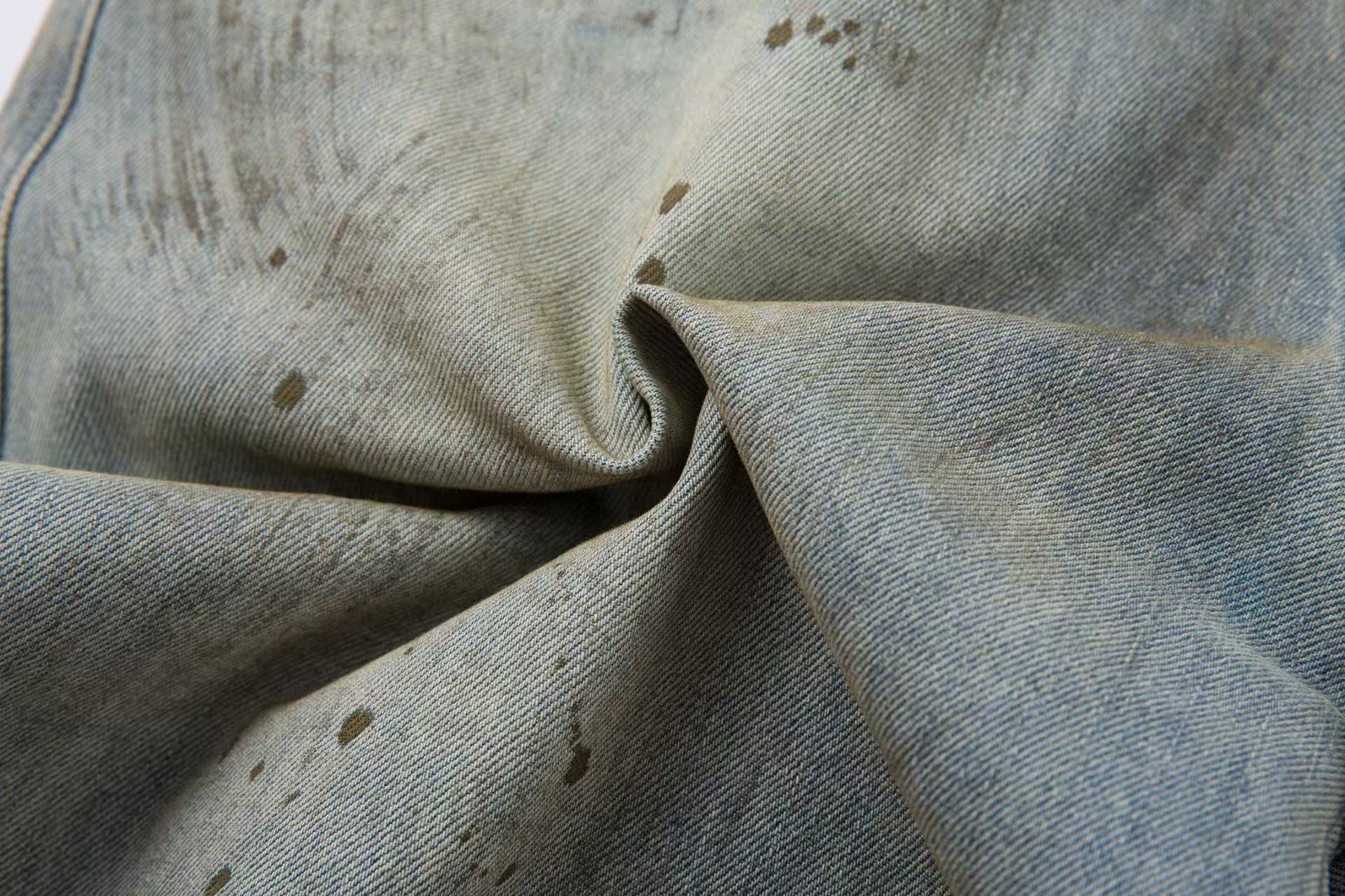 Distressed Washed Splash Wide Leg Jorts