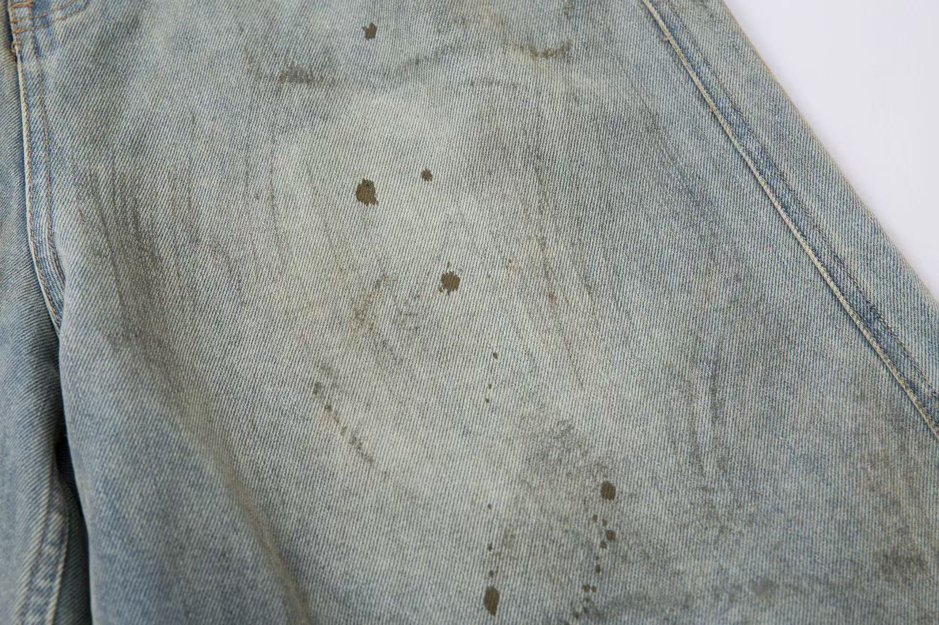 Distressed Washed Splash Wide Leg Jorts