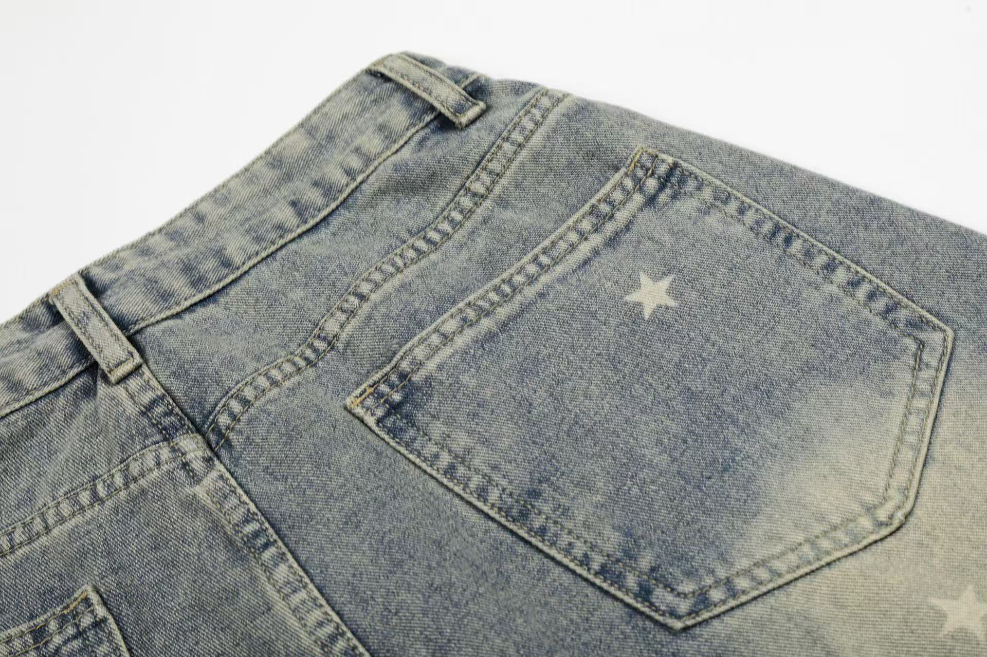 Streetwear Rhinestone Splatter Wide-Leg Jorts