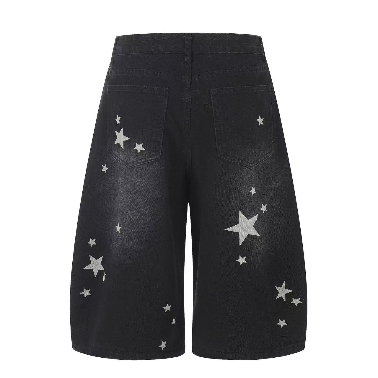 Streetwear Rhinestone Splatter Wide-Leg Jorts