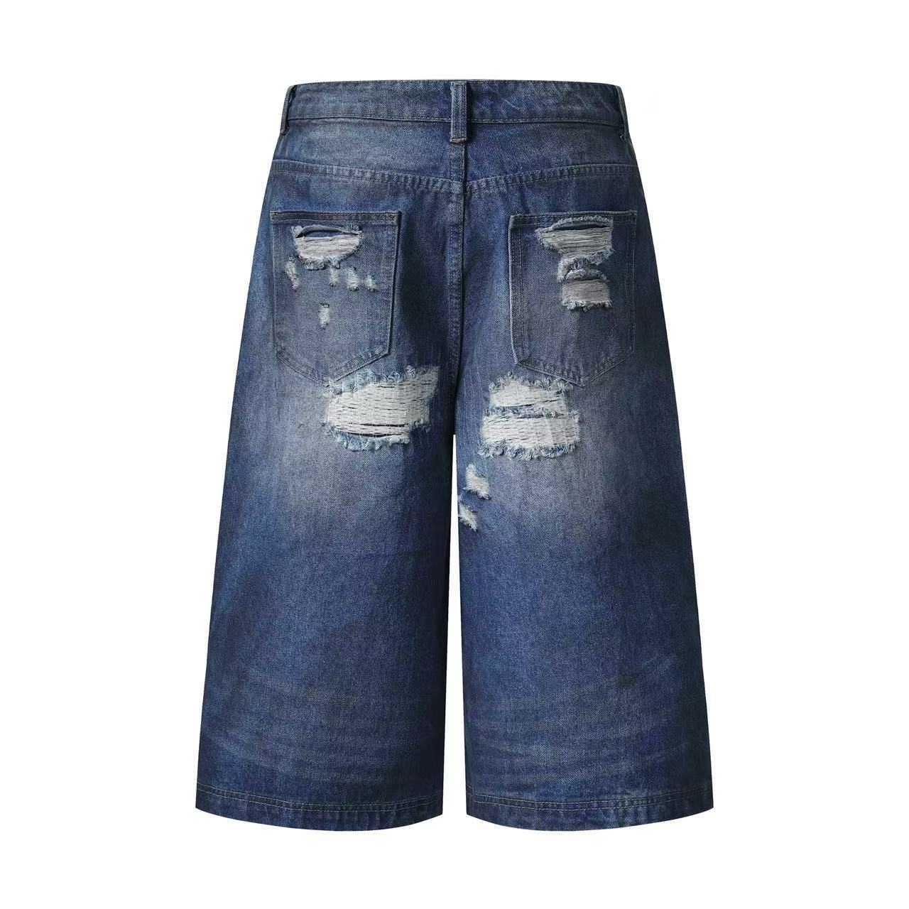 Distressed Vintage Washed Wide-Leg Jorts