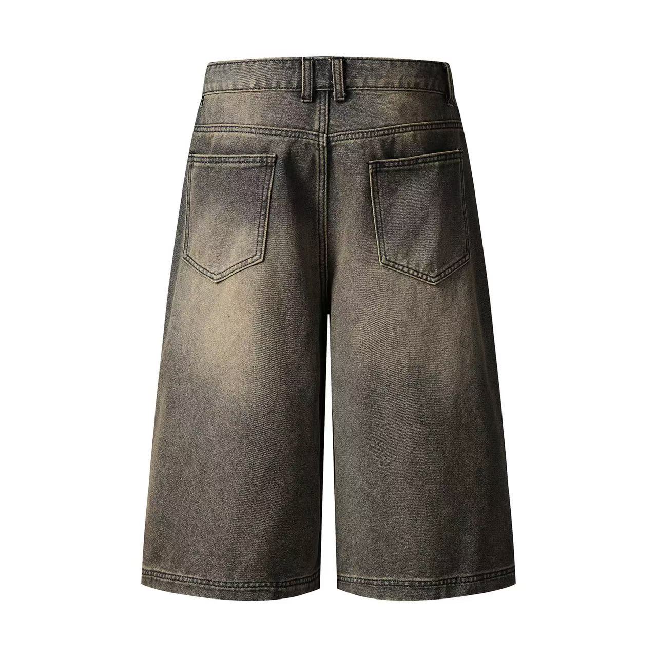 Distressed Vintage Washed Wide-Leg Jorts