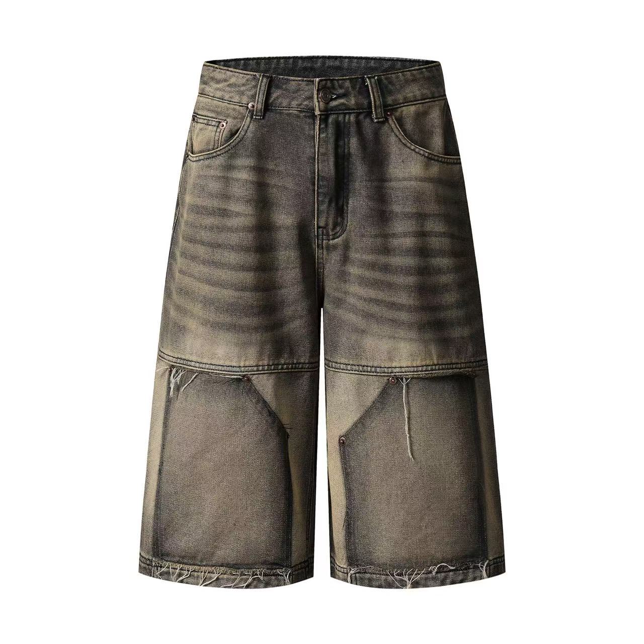 Distressed Vintage Washed Wide-Leg Jorts