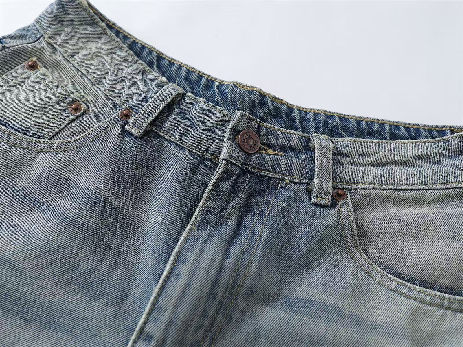 Distressed Vintage Washed Wide-Leg Jorts