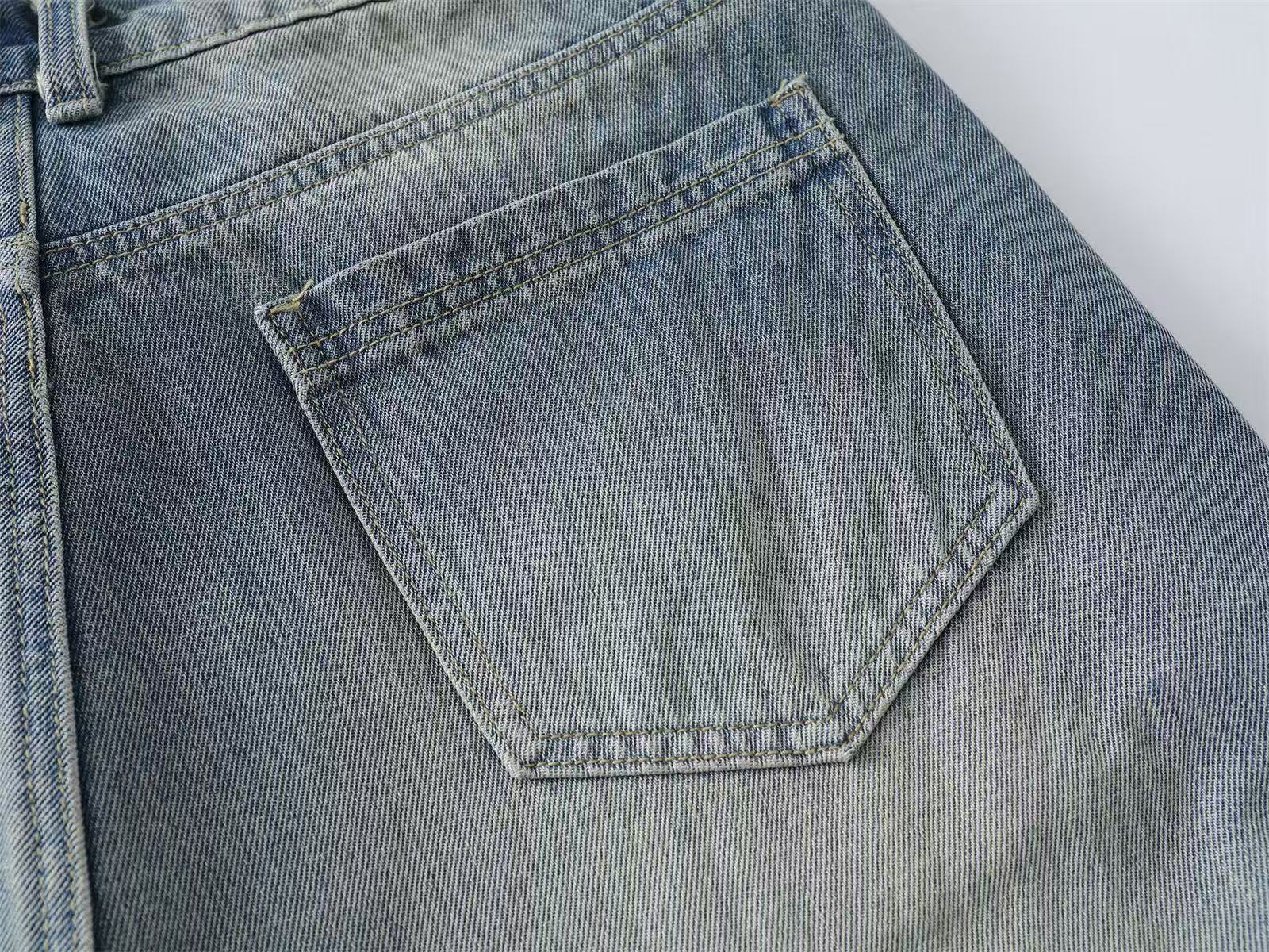 Distressed Vintage Washed Wide-Leg Jorts