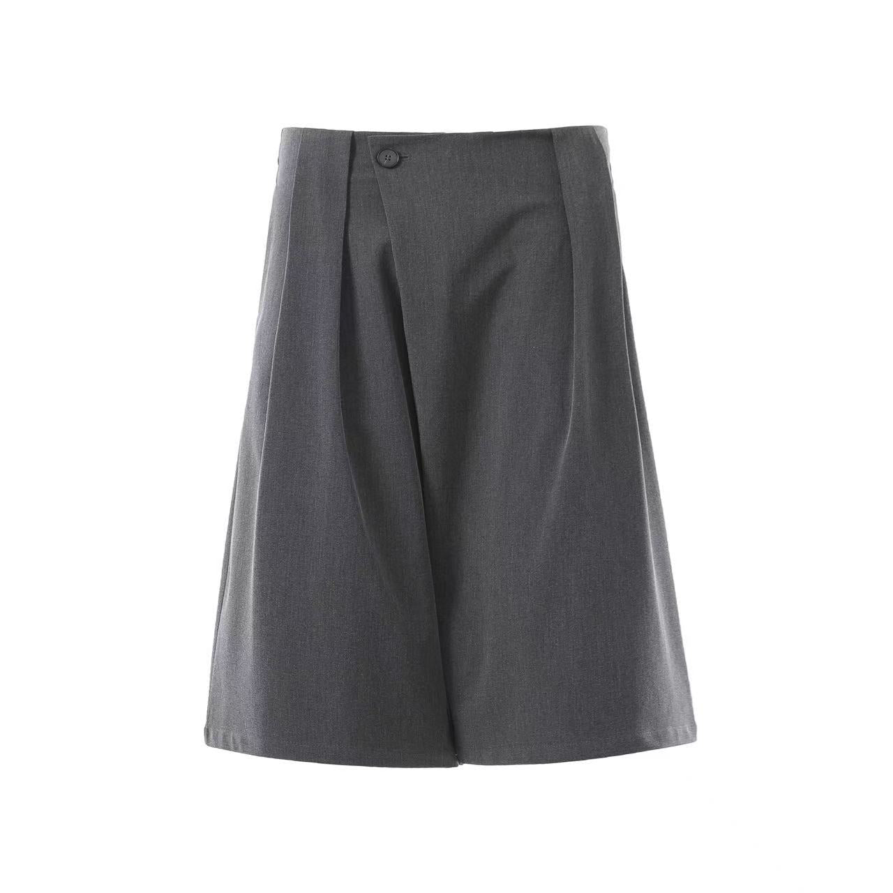 Wrap Front Pleated Wide-Leg Shorts