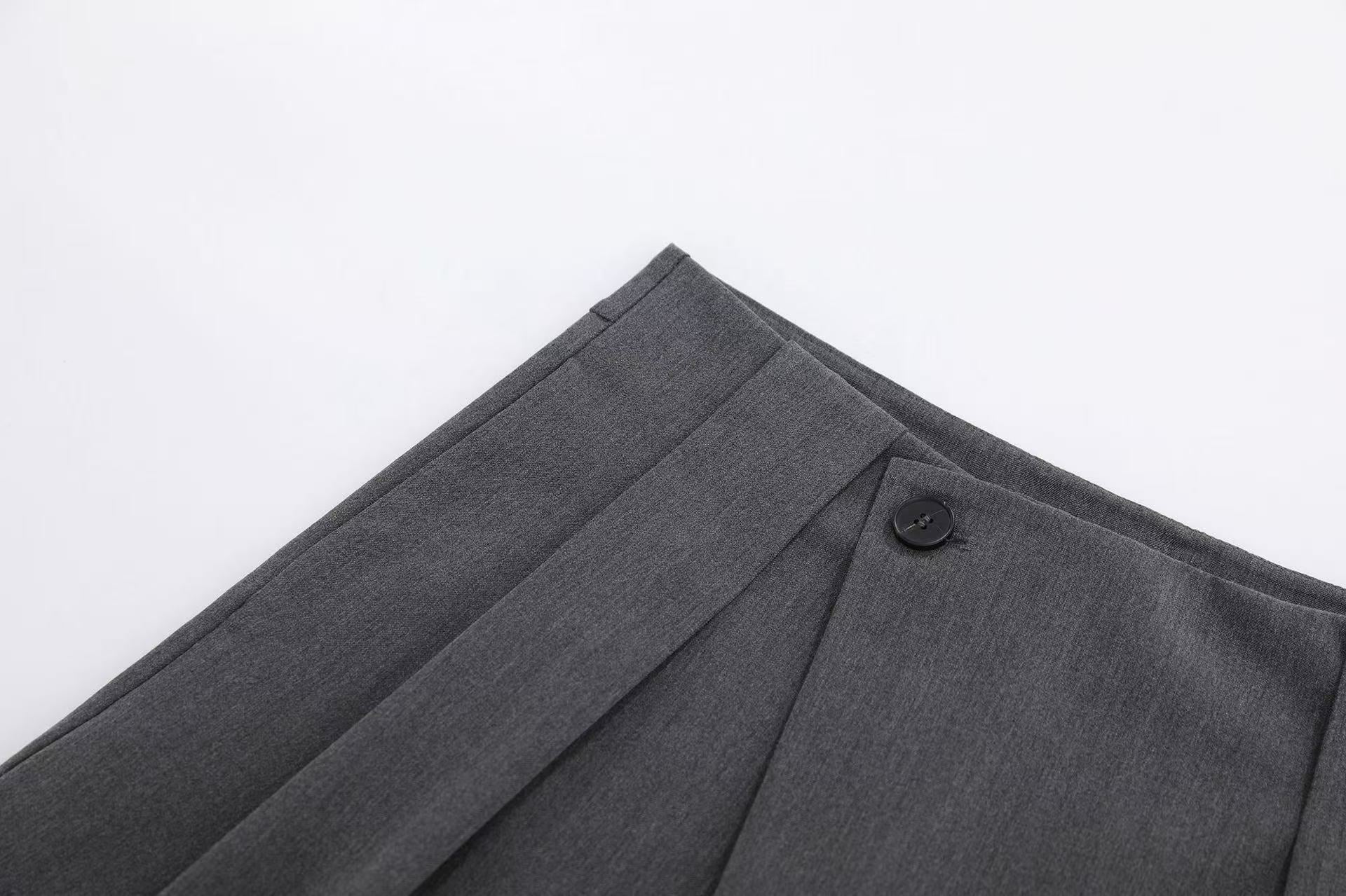 Wrap Front Pleated Wide-Leg Shorts