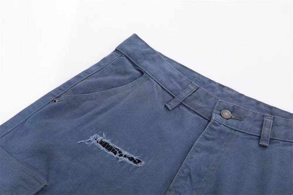 Distressed Vintage Wide-Leg Cargo Jorts